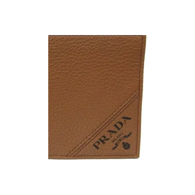 PRADA Cow Leather Wallet Men's Brown-5
