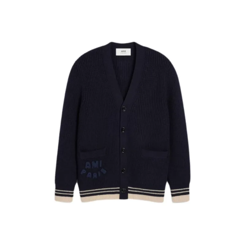 AMIPARIS Paris V Neck Ribbed Cardigan-0
