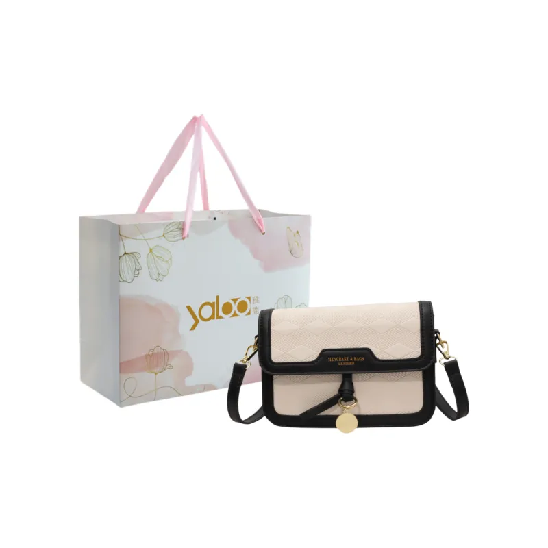 Yalu PVC Shoulder Bag, Crossbody Bag Unisex White/Black/Khaki & White/Black & White/Pink & White-17