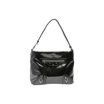 Three Blessings PU Tote Bag, Shopping Bag, Shoulder Bag Medium Size Women's Black