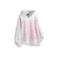 White Heather Gray (Pink Print) Fleece-Lined