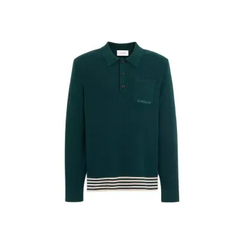 COACH Long Sleeve Knit Polo Shirt Men's Green