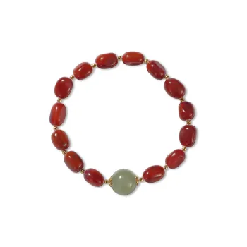 ZHANGKAKA Southern Red Agate Bracelets Unisex