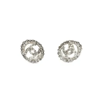 CHANEL Gold Ring Cc Logo Earrings