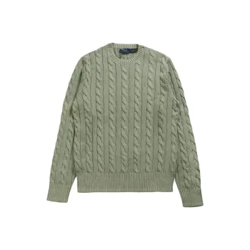 Polo Ralph Lauren Long Sleeve Garment Dyed Cotton Driver Cable Knit Sweater