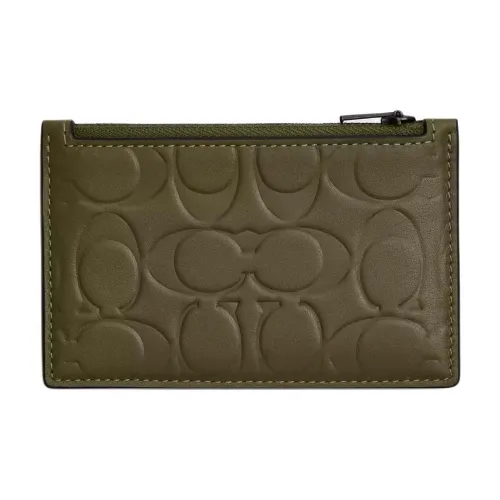 COACH Card Case Smooth Calf Leather Card Holder Mini Men's Olive Umber
