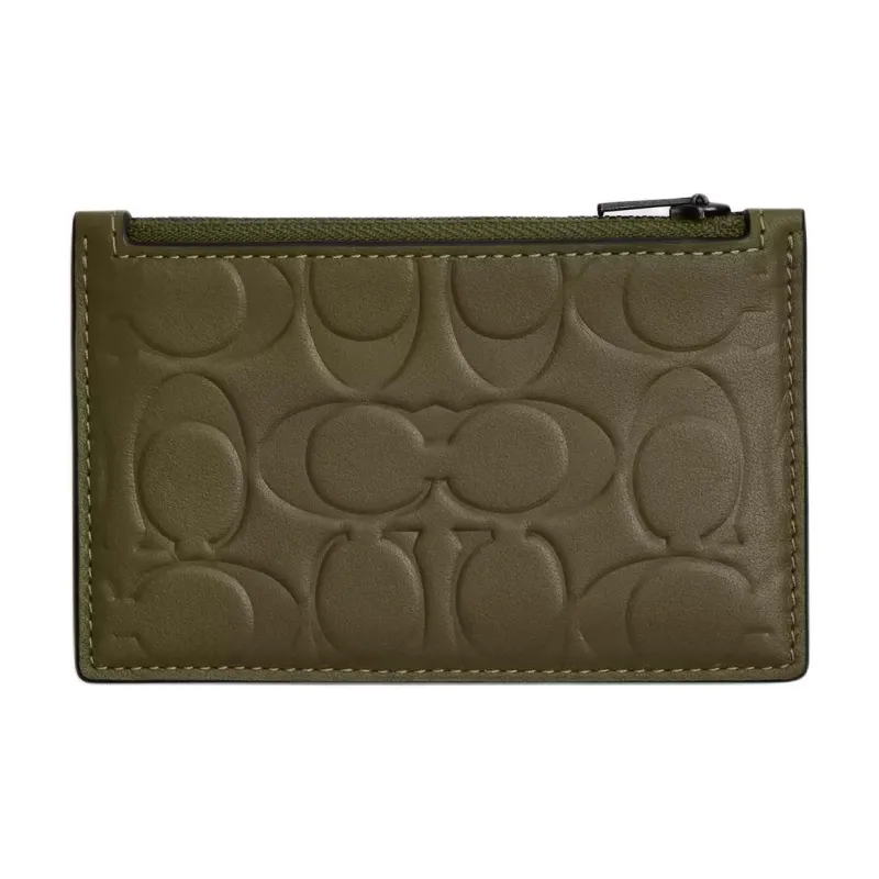 COACH Card Case Smooth Calf Leather Card Holder Mini Men's Olive Umber-0