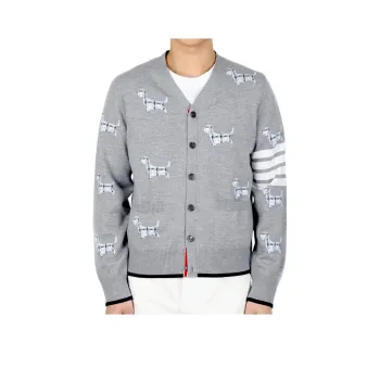 THOM BROWNE 4 Bar V Neck Hector Cardigan