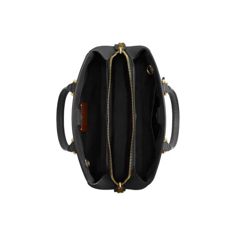 COACH Litchi Grain Leather One Shoulder Handbag Trumpets Women's Black-2