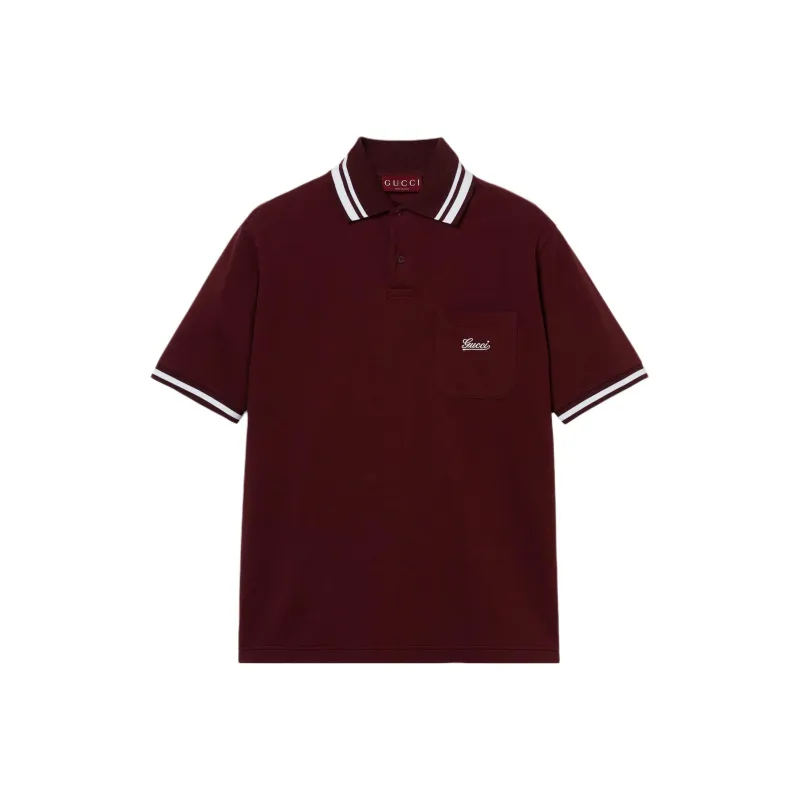 GUCCI Logo embroidered Piqué Polo Shirt-0