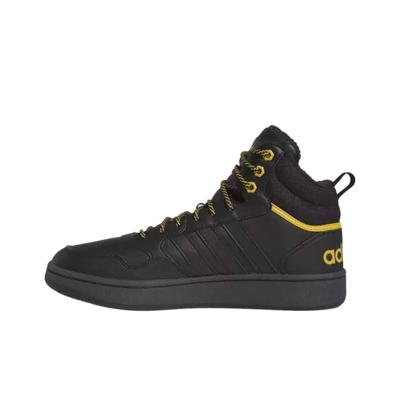 Adidas Hoops 3.0 Mid Winterized Classic Fur Lining Core Black Preloved Yellow-2