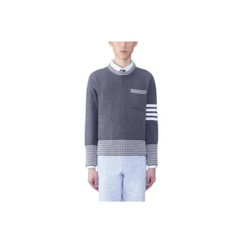 THOM BROWNE· Cotton Hector Pullover Knitwear Men's Medium Gray