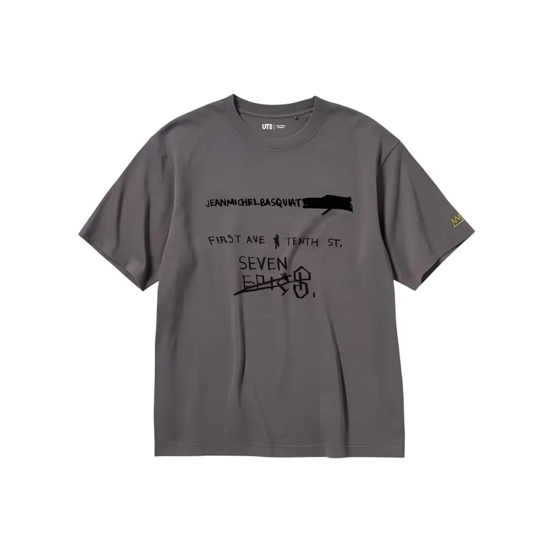 Jean michel Basquiat X UNIQLO Basquiat Collaboration T Shirts Unisex Gray-0