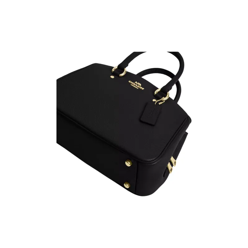 COACH Litchi Grain Leather One Shoulder Handbag Trumpets Women's Black-4