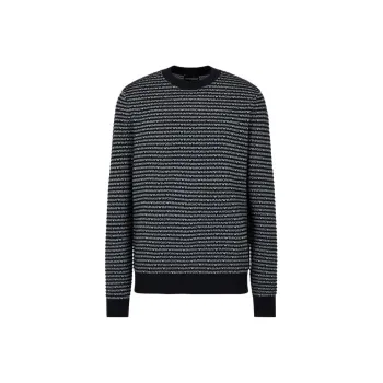 EMPORIO ARMANI Logo Intarsia Knit Crewneck Jumper