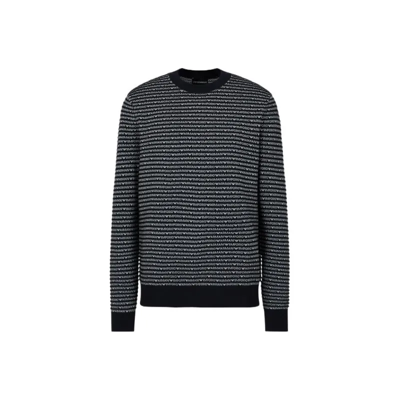 EMPORIO ARMANI Logo Intarsia Knit Crewneck Jumper-0