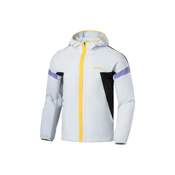 LINING Running Collection Jackets Men Light Frost Blue Fluorescent Mango Orange-0