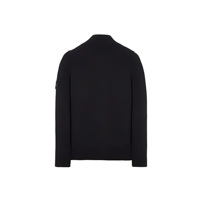 STONE ISLAND High Neck Logo Patch Ribbed Cardigan-1
