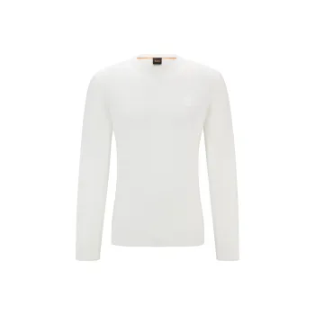 HUGO BOSS Crew Neck Sweater In Cotton And Cashmere With Logo Sweater Men's White