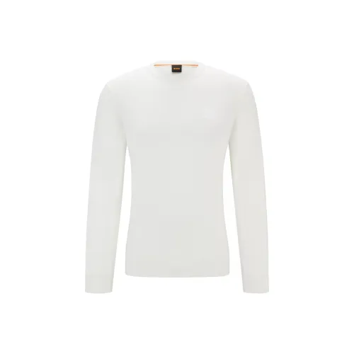 HUGO BOSS Crew Neck sweater und In Cotton And Cashmere With Logo sweater und Men's White