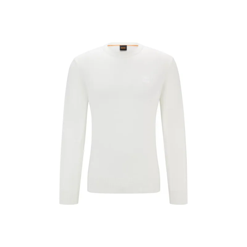 HUGO BOSS Crew Neck Sweater In Cotton And Cashmere With Logo Sweater Men's White-0