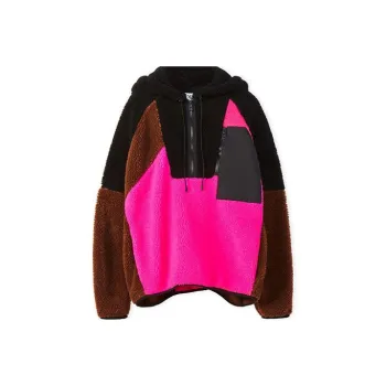 LOEWE Fleece Patchwork Zip Up Hoodie