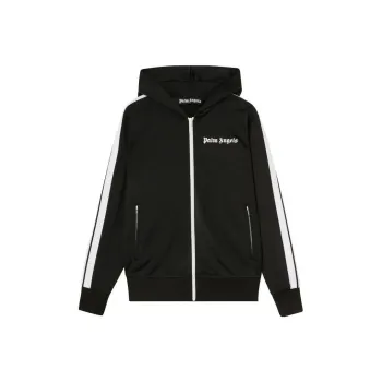 PALM ANGELS Black Hoody Track Jacket