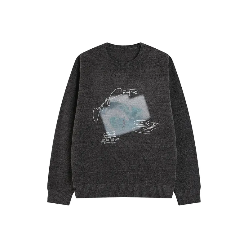 Crying Center Sweaters Unisex Gray-0