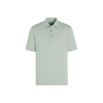 Zegna SS24 Polo Shirt Men Gray Green