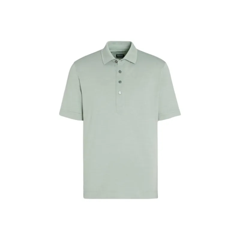 Zegna SS24 Polo Shirt Men Gray Green-0