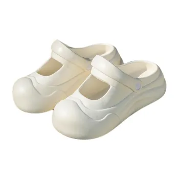 Yamada Hyakuju Slippers White, Black Apricot