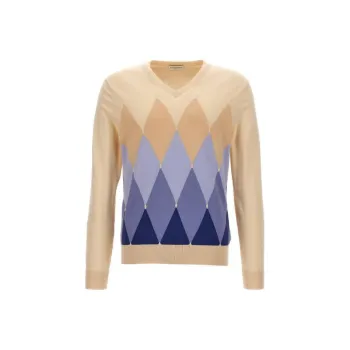 BALLANTYNE V neck Argyle Sweater