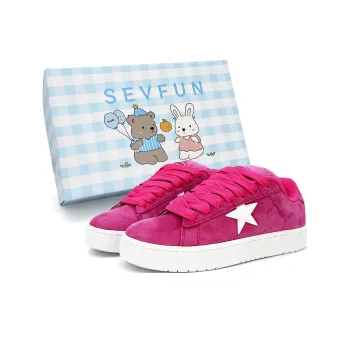 7 SEVFUN Low Top Skateboard Shoes Women's Rose Red Stars Box