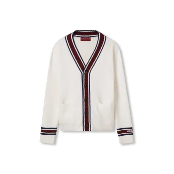 GUCCI Logo Intarsia Knit Cardigan