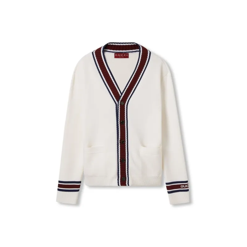 GUCCI Logo Intarsia Knit Cardigan-0