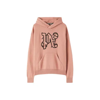 PALM ANGELS Monogram Embroidered Knitted Hoodie