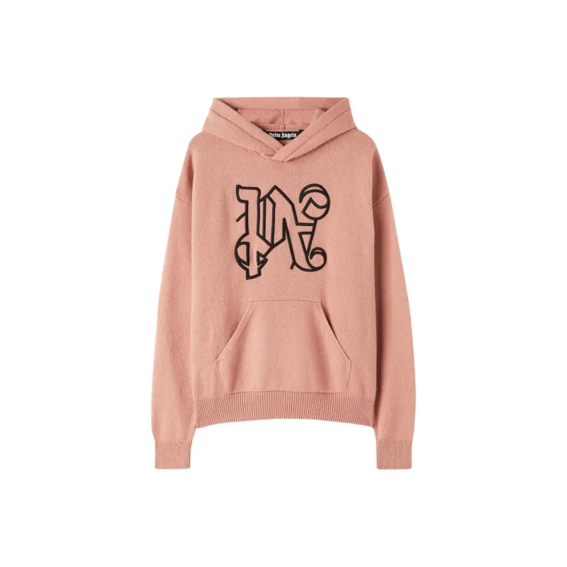 PALM ANGELS Monogram Embroidered Knitted Hoodie-0