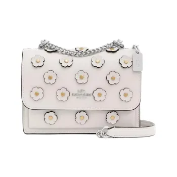 COACH Leather Shoulder Bag, Crossbody Bag Mini Women's Chalk White