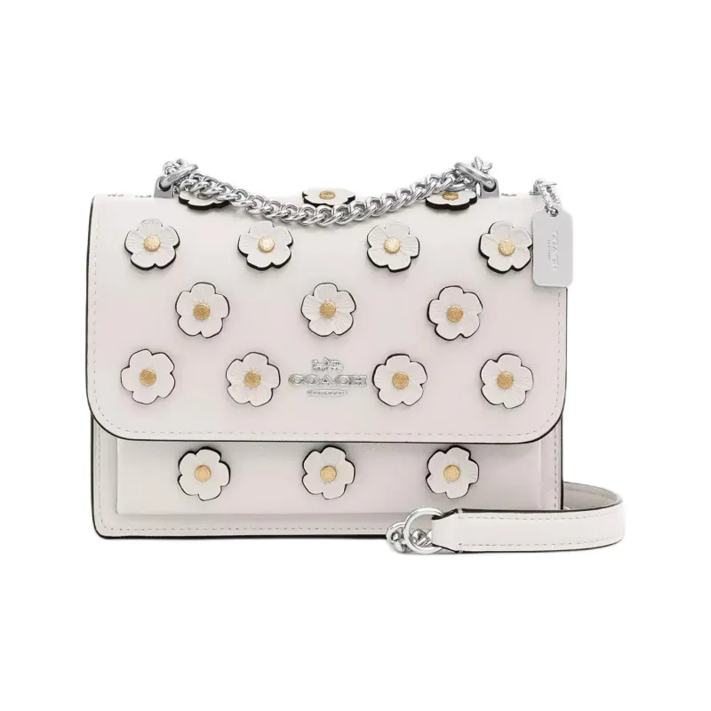 COACH Leather Shoulder Bag, Crossbody Bag Mini Women's Chalk White-0