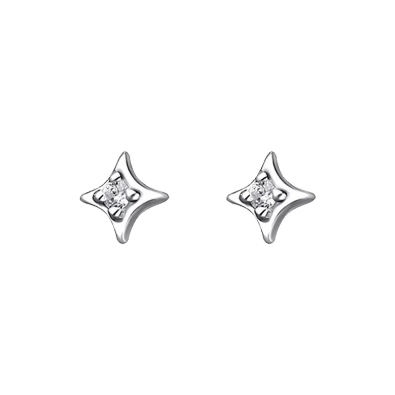 Rhymes 999 Fine Silver Stud Earrings Women's-0