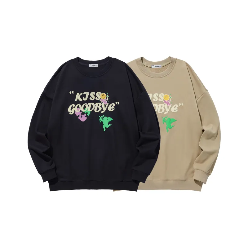 GUKUUL Fun Letter Print Loose Fit Crew Neck Pullover Sweatshirt Unisex-6