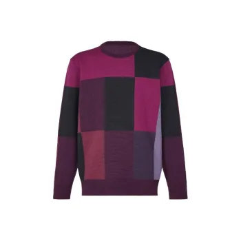 ISSEY MIYAKE Block Check Knit Sweater Men's Purple