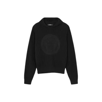 VERSACE Medusa embroidered Cable knit Hoodie
