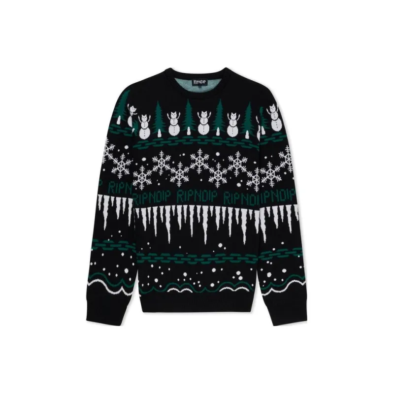 RIPNDIP FW23 Crew Neck Pullovers Unisex Street Style Long Sleeves Logo Sweater Unisex Black-0