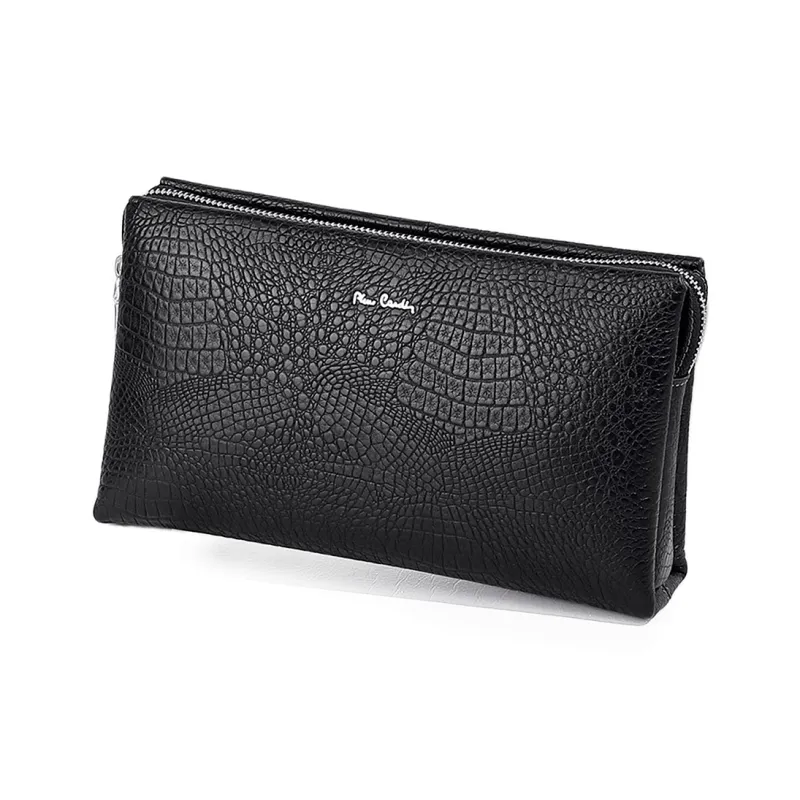 PIERRE CARDIN Cow Leather Clutch Men's Black-2