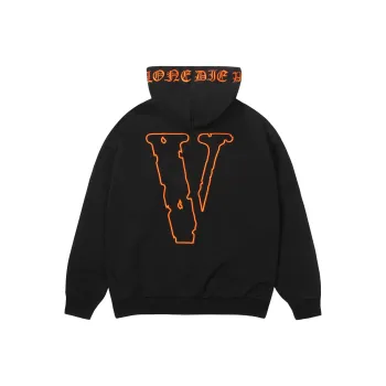 VLONE Cardigan Zip Closure Sweatshirt Unisex Black Orange
