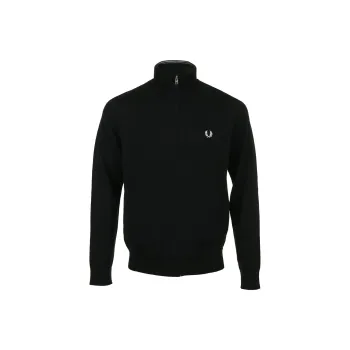 FRED PERRY Logo Embroidered Zipped Knitted Sweatshirt