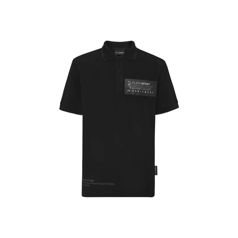 PLEIN SPORT Logo print Piqué Polo Shirt-0