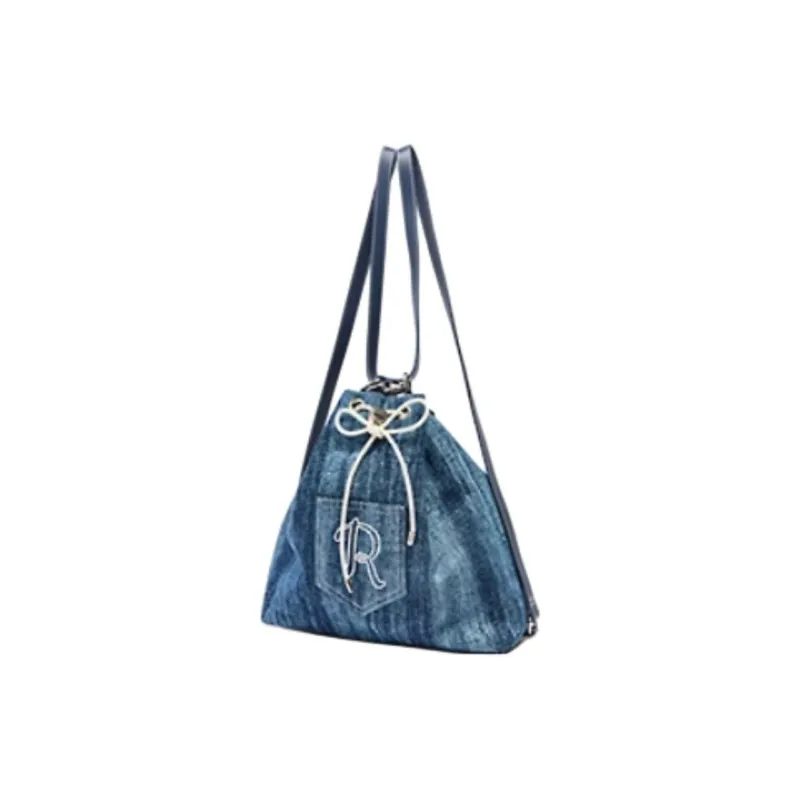 Three Blessings Denim Backpack Medium Size Women's Light Blue/Dark Blue-5