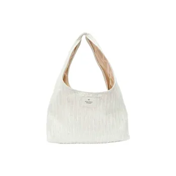 Three Blessings PU Shoulder Bag, Handbag, Shoulder Bag Medium Size Women's Ivory White/Blue